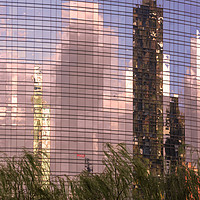 Buy canvas prints of Green towers on mirror-glass by Claudio Lepri