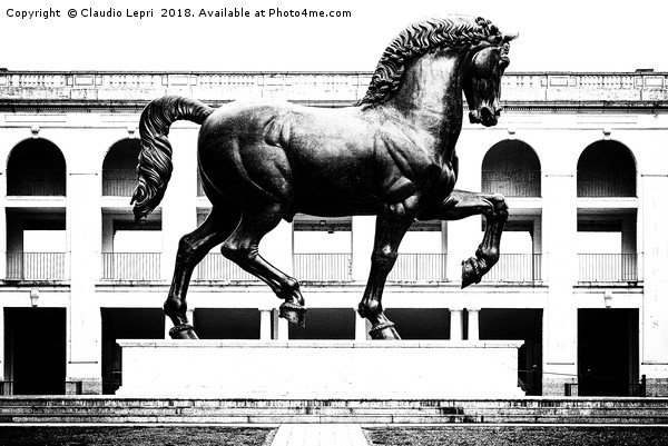 The Horse of Leonardo BW, Milan, Italy Picture Board by Claudio Lepri