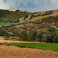 Buy canvas prints of Fields and woods around Montesegale Castle, Italy by Claudio Lepri