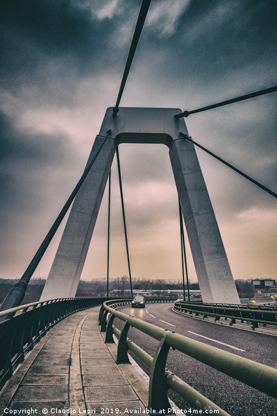 Cable-stayed bridge at Malpensa Airport, Italy Picture Board by Claudio Lepri