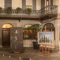 Buy canvas prints of Urban Courtyard with Paintings  by Claudio Lepri