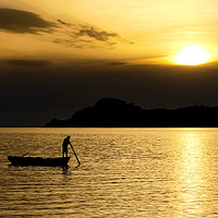 Buy canvas prints of Fisherman checking  his nets, Lopud Bay, Croatia by Stephen Robinson