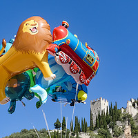 Buy canvas prints of Flights of fantasy, novelty balloons and castle by Stephen Robinson