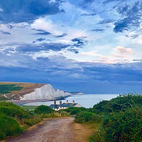 Buy canvas prints of Bloody Moon at Cuckmere Haven  by robin whitehead