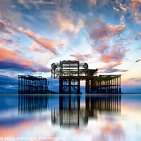 Buy canvas prints of Beautiful Sunset at Brighton's West Pier by robin whitehead