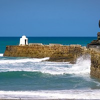 Buy canvas prints of Portreath harbour wall by craig parkes