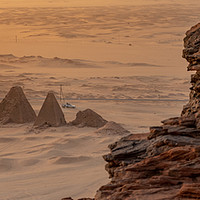 Buy canvas prints of View to pyramids of Karima, Sudan by Frank Heinz