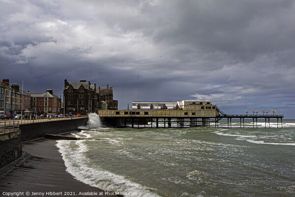 Aberystwyth Victorian pier on a stormy day Picture Board by Jenny Hibbert