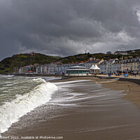 Buy canvas prints of Aberystwyth on a stormy day with Constitution hill in the distance by Jenny Hibbert