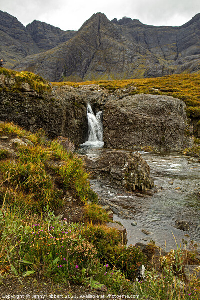 View of the Fairy pools with the Cuillin mountains behind on the Isle of Skye Picture Board by Jenny Hibbert