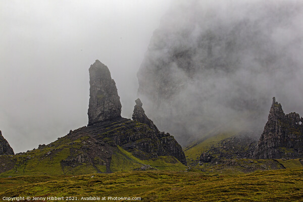 Old Man of Storr in the mist on the Isle of Skye Picture Board by Jenny Hibbert
