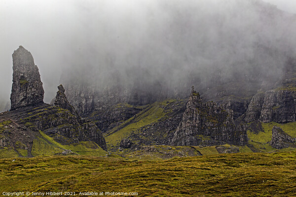 Misty view of The Old man of Storr on the Isle of Skye Picture Board by Jenny Hibbert