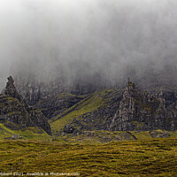 Buy canvas prints of Misty view of The Old man of Storr on the Isle of Skye by Jenny Hibbert