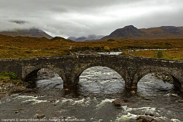 View of Sligachan bridge with the Cuillin mountains Picture Board by Jenny Hibbert