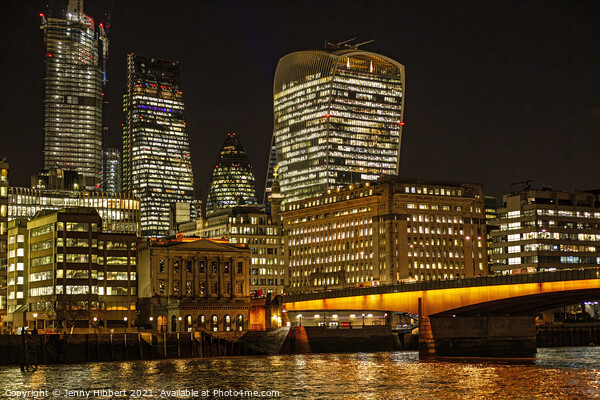 Evening at London bridge Picture Board by Jenny Hibbert