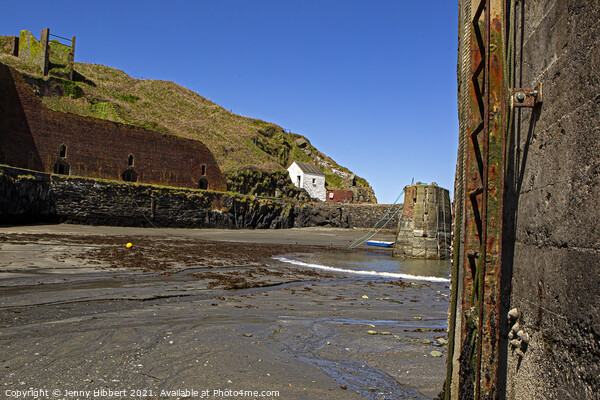 Porthgain harbour taken from beach Picture Board by Jenny Hibbert