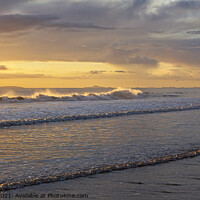 Buy canvas prints of Ynyslas beach at sunset Dyfi Nature Reserve Ceredigion by Jenny Hibbert
