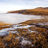 Buy canvas prints of Freezing fog above Storey Arms, Brecons by Jenny Hibbert