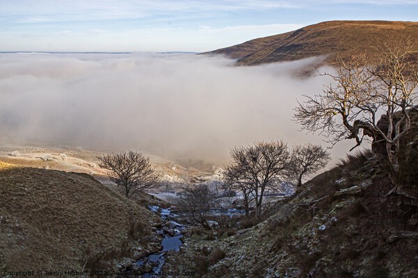 Freezing fog above Storey Arms with Pen Y Fan in the distance Picture Board by Jenny Hibbert