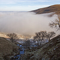 Buy canvas prints of Freezing fog above Storey Arms with Pen Y Fan in the distance by Jenny Hibbert