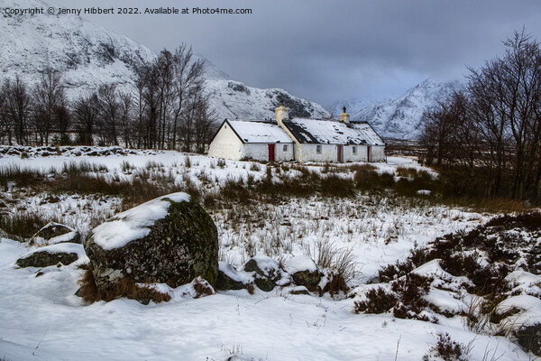 Winter at Black Rock Cottage Glencoe Picture Board by Jenny Hibbert