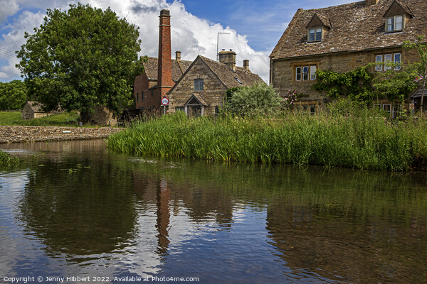 Reflection of Watermill Lower Slaughter Cotswolds Picture Board by Jenny Hibbert