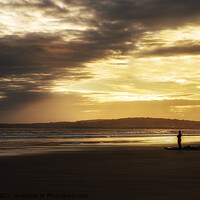 Buy canvas prints of Surfer looking out to sea at Aberavon beach Port Talbot by Jenny Hibbert