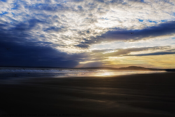 Aberavon beach at sunset Port Talbot Picture Board by Jenny Hibbert