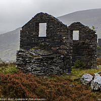 Buy canvas prints of Remains of a building in Penmachno slate quarry North Wales by Jenny Hibbert