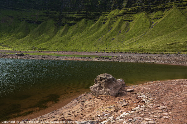 Lake of Llyn Y Fan Fawr in the drought South Wales Picture Board by Jenny Hibbert