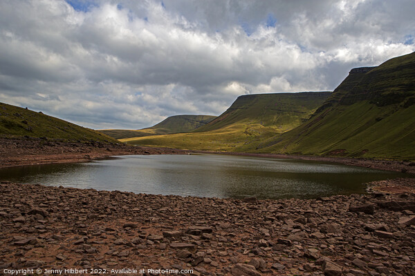Drought conditions at Llyn Y Fan Fawr Brecon Beacons Picture Board by Jenny Hibbert