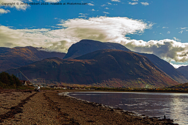 Ben Nevis overlooks Loch Linnhe at Corpach  Picture Board by Jenny Hibbert