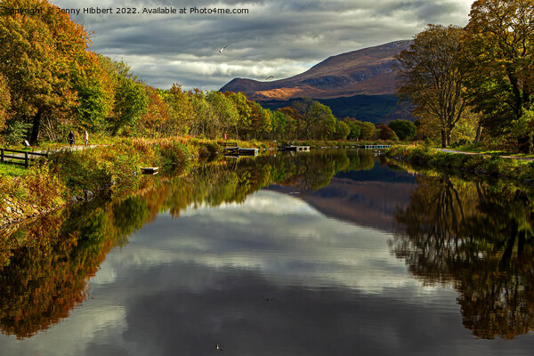Reflections of Ben Nevis in the Caledonian canal, Corpach Picture Board by Jenny Hibbert