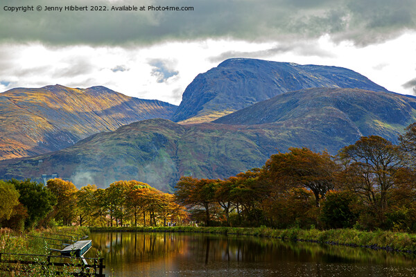 Impressive Ben Nevis towering over Caledonian Canal Corpach Picture Board by Jenny Hibbert