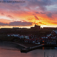 Buy canvas prints of Looking across to Whitby Abbey at dawn by Jenny Hibbert