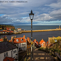 Buy canvas prints of Looking over Whitby Old town & harbour by Jenny Hibbert
