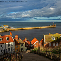 Buy canvas prints of Whitby seaport from the steps of St Mary's church by Jenny Hibbert