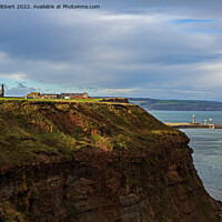 Buy canvas prints of Looking back at Whitby Abbey from Cleveland Way by Jenny Hibbert