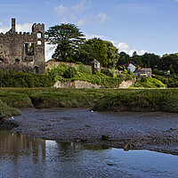 Buy canvas prints of Laugharne castle in Wales by Jenny Hibbert