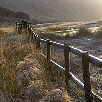 Buy canvas prints of Fence on a frosty morning in the Brecon beacons Wa by Jenny Hibbert