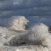 Buy canvas prints of Large waves at Porthcawl by Jenny Hibbert