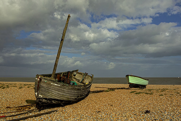 Old and Modern boats on Dungeness beach Picture Board by Jenny Hibbert