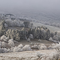 Buy canvas prints of View of a frosty landscape Brecon beacons Wales by Jenny Hibbert