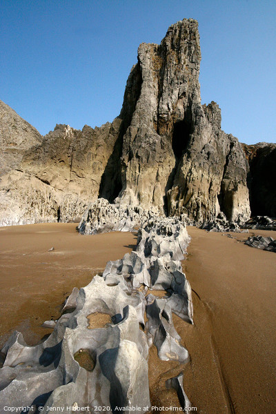 Mewslade Bay Gower showing the rocky beach Picture Board by Jenny Hibbert