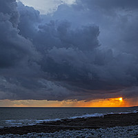 Buy canvas prints of Stormy sunset at Southerndown Glamorgan by Jenny Hibbert