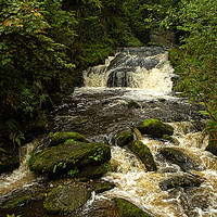 Buy canvas prints of River Lyn rushing over rocks in Lynmouth Somerset by Jenny Hibbert