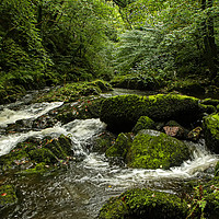 Buy canvas prints of Rocks in river Lyn Lynmouth Somerset by Jenny Hibbert