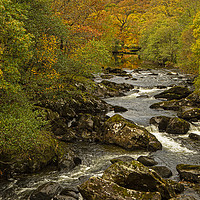Buy canvas prints of River flowing near to Capel Curig Conwy  by Jenny Hibbert