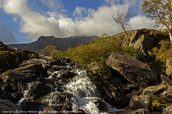 Waterfall at Cwm Idwal Snowdonia Picture Board by Jenny Hibbert