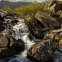 Buy canvas prints of Waterfall rushing down at Cwm Idwal  by Jenny Hibbert